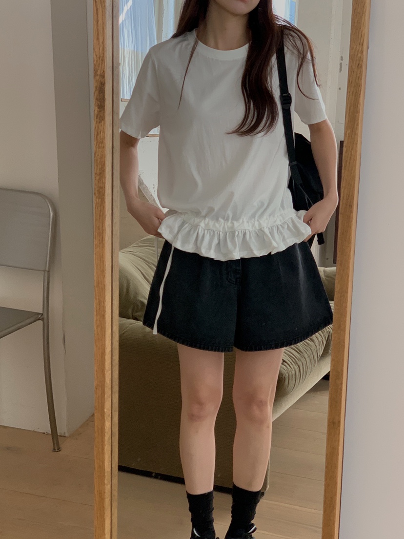 FORMSTUDIO韓國代購女士新款休閑真品時尚職業推薦T恤荷葉邊FORMSTUDIOT恤