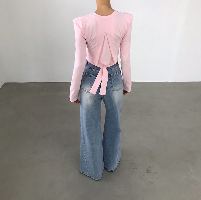 2TWO MOON韓國代購女裝新款26春夏真品時尚長袖T恤系帶開衫2TWO MOON長袖T恤