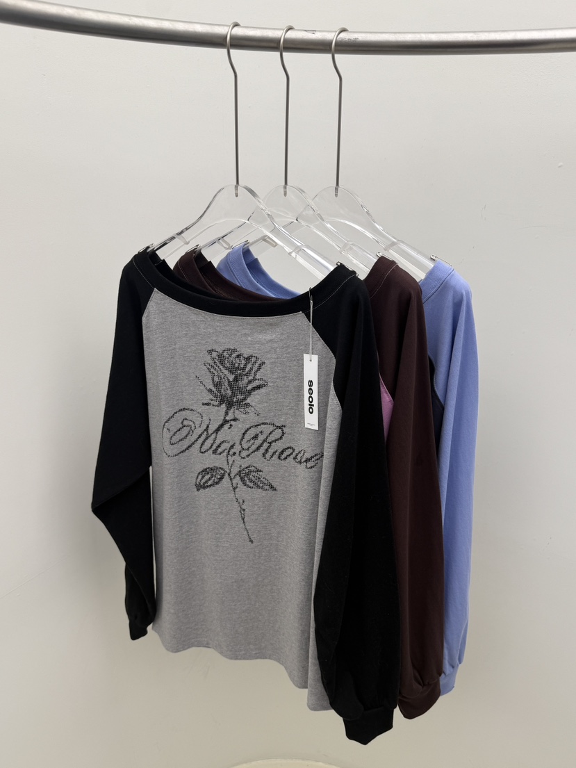 SEOLO東大門實拍女士新品真品時尚職業人氣休閑長袖T恤露肩Seolo seoul長袖T恤