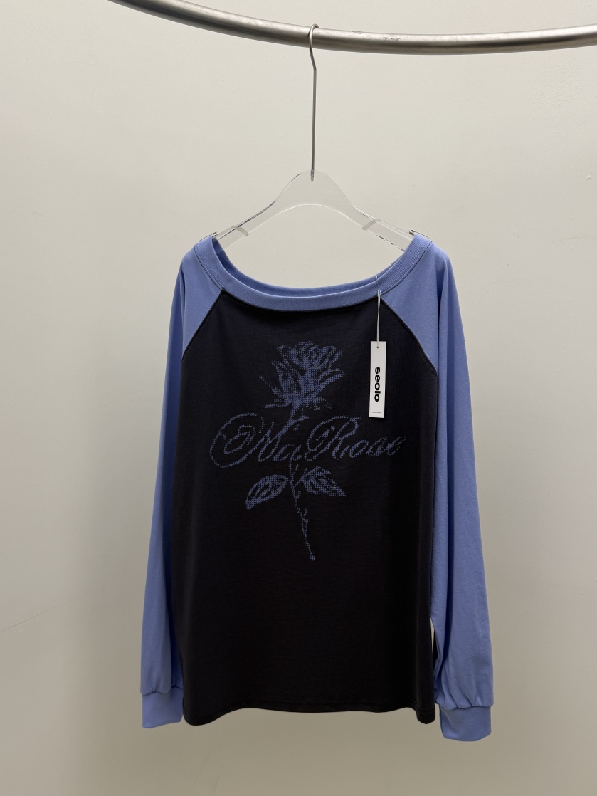 SEOLO東大門實拍女士新品真品時尚職業人氣休閑長袖T恤露肩Seolo seoul長袖T恤圖色1