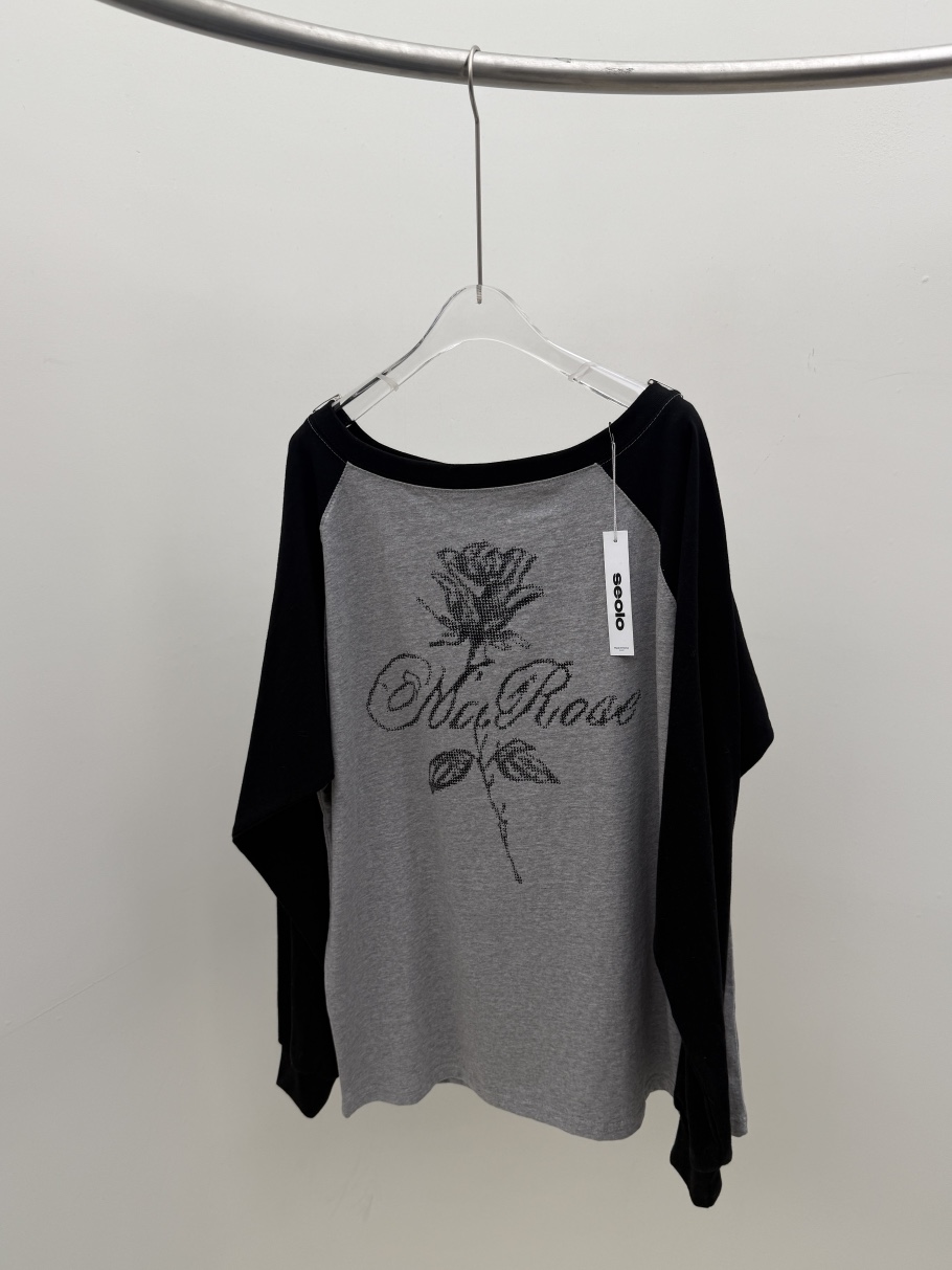 SEOLO東大門實拍女士新品真品時尚職業人氣休閑長袖T恤露肩Seolo seoul長袖T恤圖色2