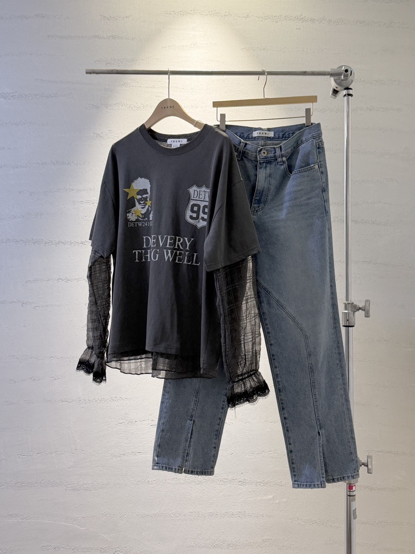 FRANC—L韓國代購女士新品人氣推薦熱賣職業長袖T恤假兩件FRANC長袖T恤