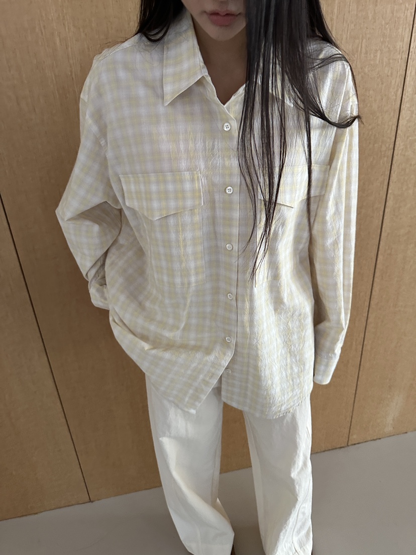 NDE東大門實拍女士新品休閑職業熱賣26春夏襯衫蕾絲衫格紋BOHEME_NDE襯衫/蕾絲衫