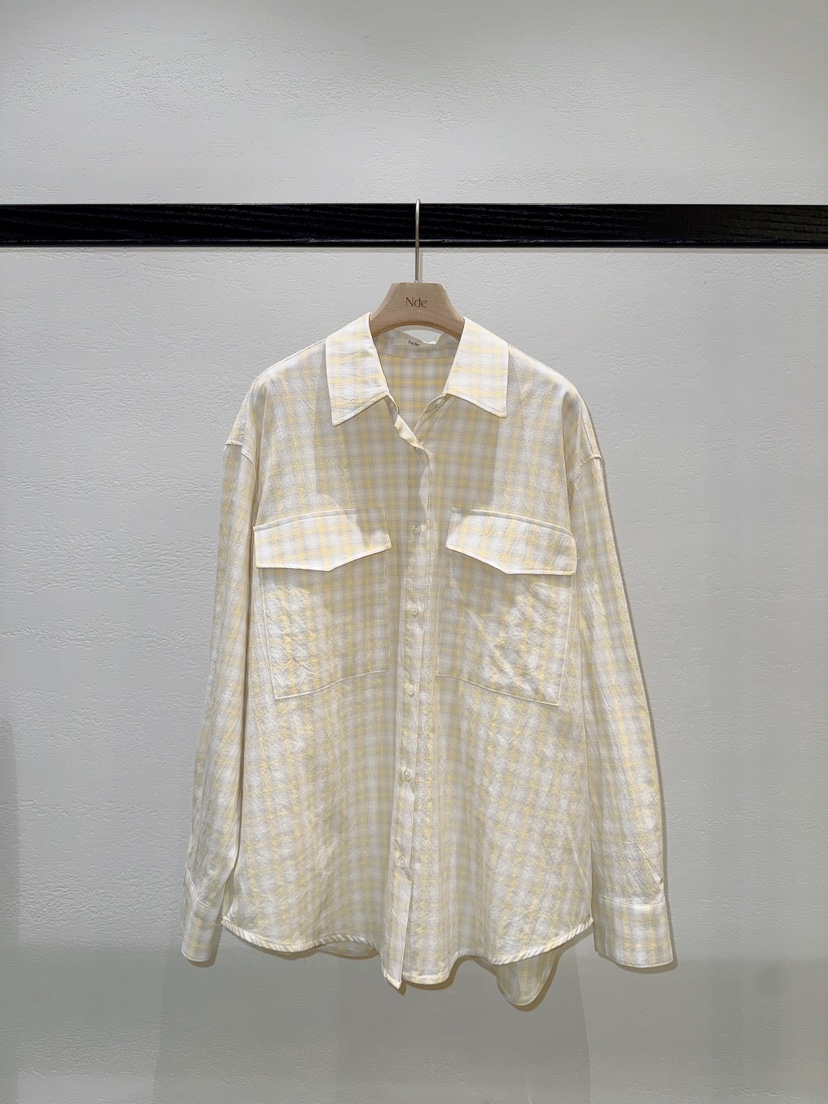 NDE東大門實拍女士新品休閑職業熱賣26春夏襯衫蕾絲衫格紋BOHEME_NDE襯衫/蕾絲衫圖色1