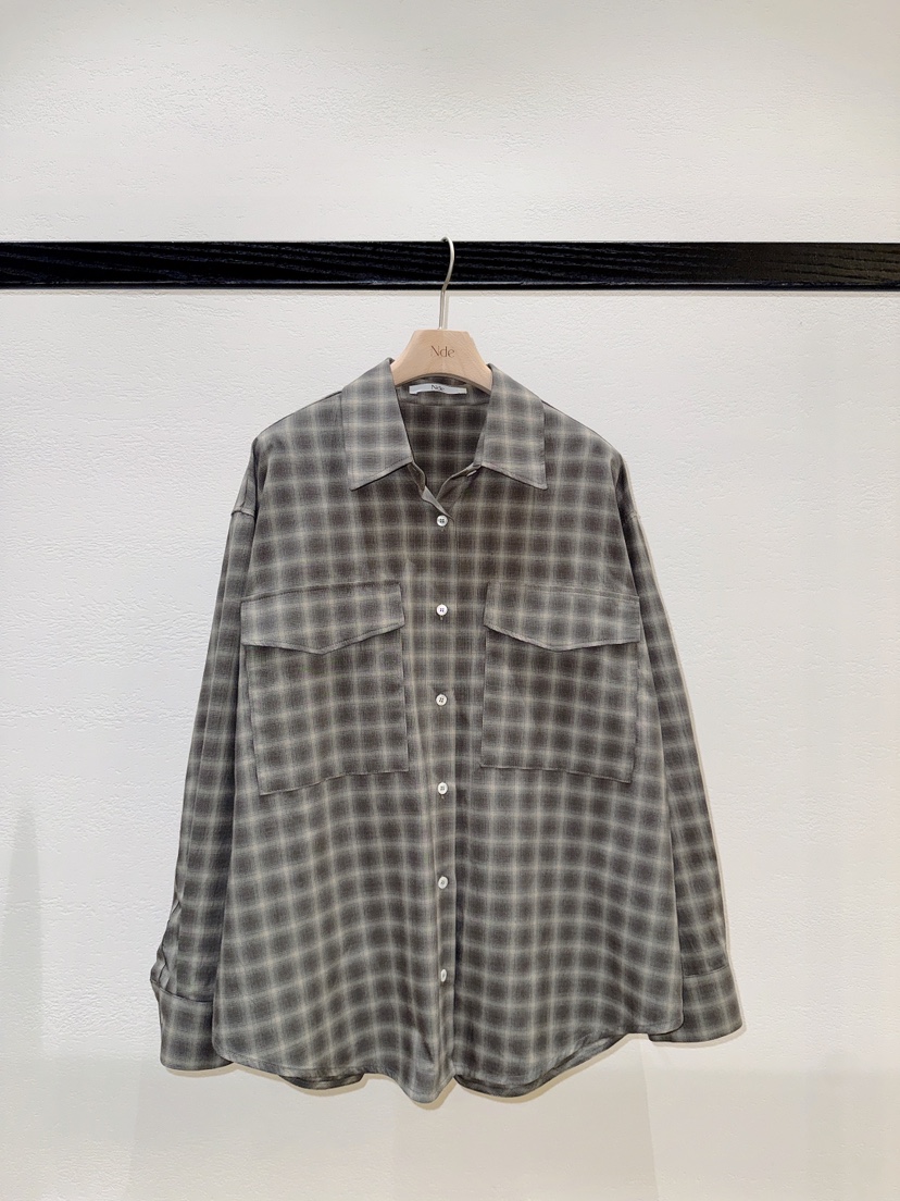 NDE東大門實拍女士新品休閑職業熱賣26春夏襯衫蕾絲衫格紋BOHEME_NDE襯衫/蕾絲衫圖色2