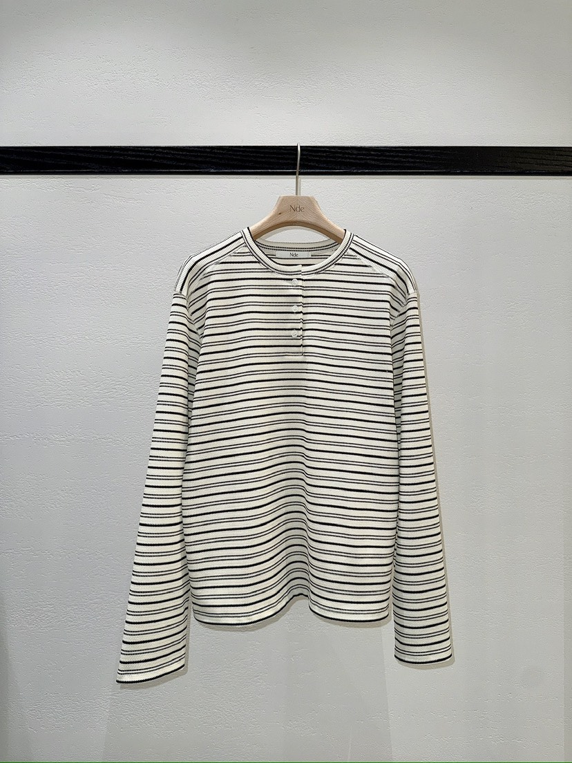 NDE東大門代購女裝新品熱賣人氣26春夏職業真品時尚長袖T恤BOHEME_NDE長袖T恤圖色1