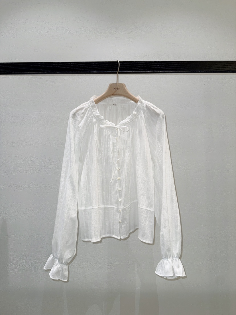 NDE韓國代購女裝新品26春夏休閑時尚真品職業熱賣襯衫蕾絲衫BOHEME_NDE襯衫/蕾絲衫圖色2