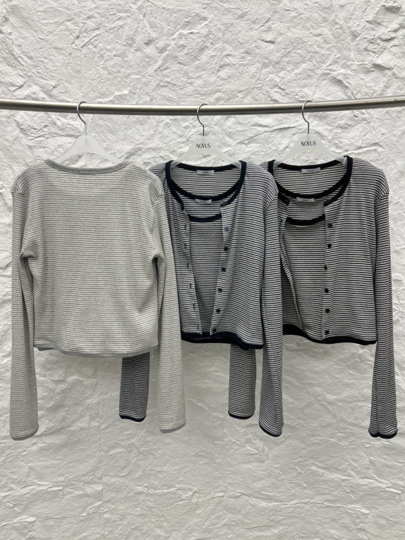 NOVUS東大門代購女裝新款職業時尚26春夏套裝套裝開衫條紋NOVUS套裝