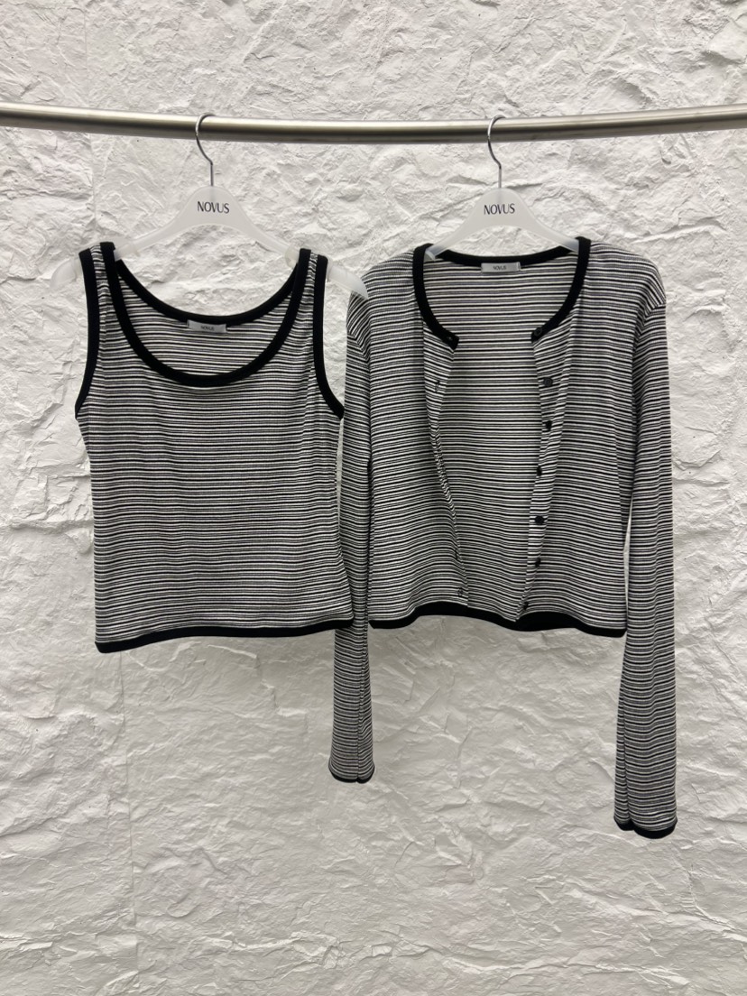 NOVUS東大門代購女裝新款職業時尚26春夏套裝套裝開衫條紋NOVUS套裝