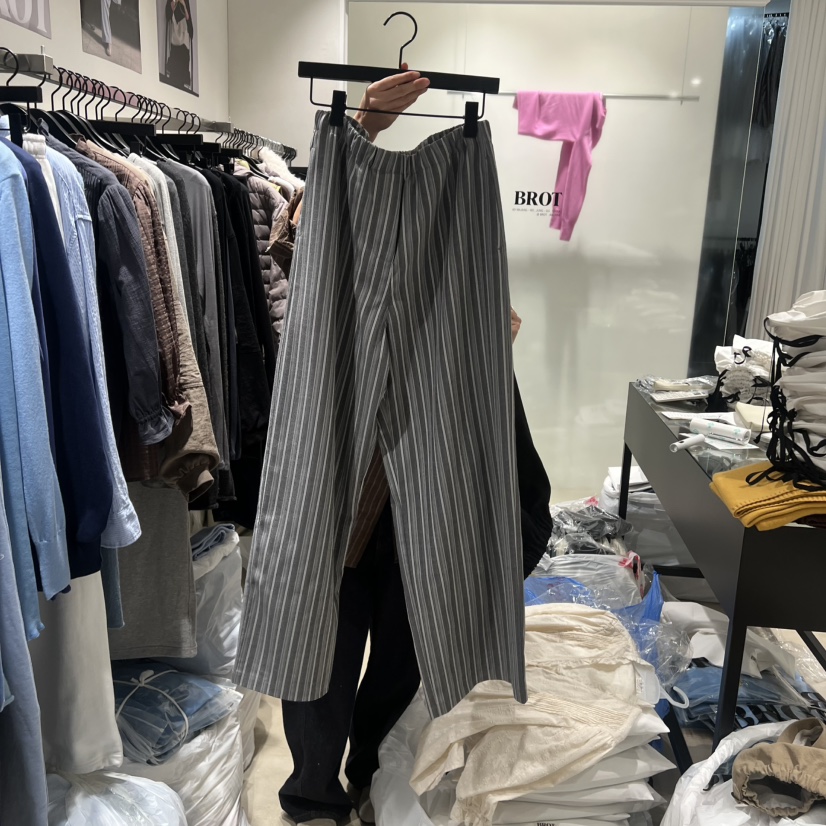 BROT東大門實拍女士新款職業熱賣休閑人氣真品休閑褲條紋BROT休閑褲圖色1