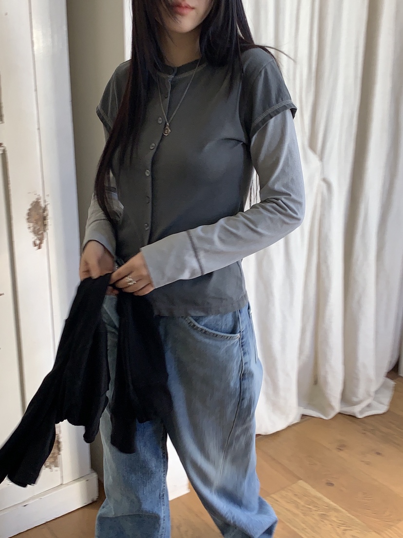 SUNDER MARKET東大門實拍女裝新款26春季休閑T恤不含內搭SUNDER MARKETT恤