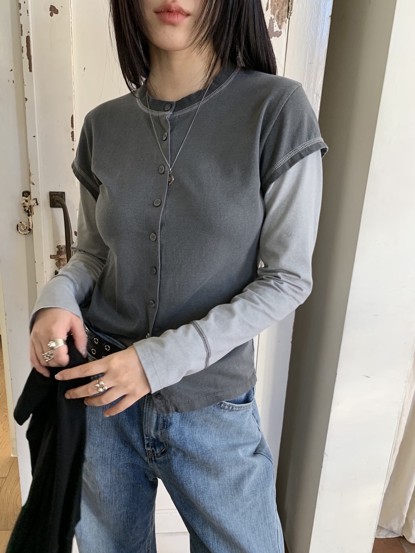 SUNDER MARKET東大門實拍女裝新款26春季休閑T恤不含內搭SUNDER MARKETT恤