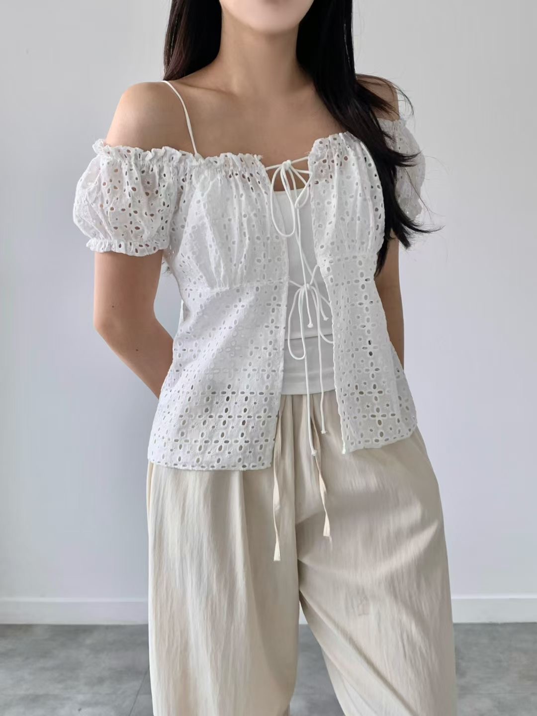 BRAND MARKET-브랜드마켓-T東大門實拍女士新品推薦襯衫蕾絲衫系帶BRAND MARKET-2件起襯衫/蕾絲衫圖色1