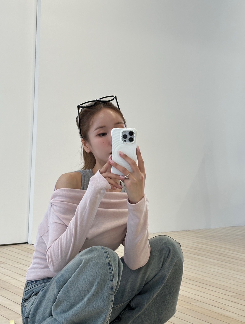 ZEROZERO韓國直郵女士新品推薦時尚人氣職業長袖T恤混紡露肩ZEROZERO長袖T恤