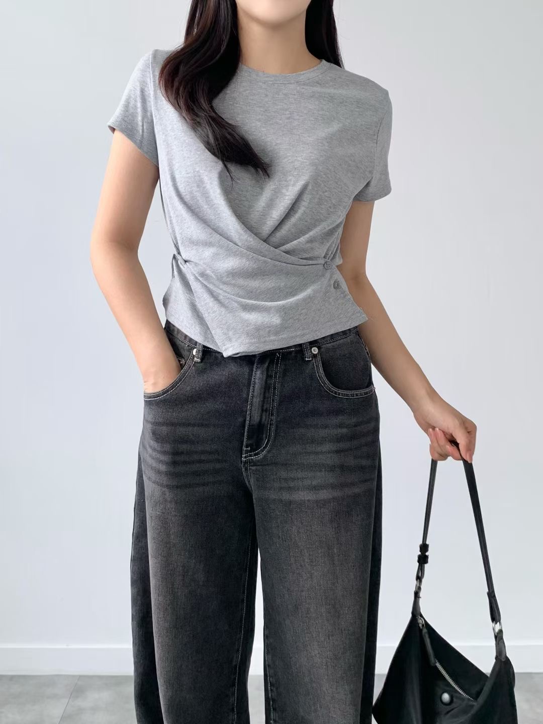 BRAND MARKET-브랜드마켓-T韓國直郵女裝新款熱賣T恤紐扣BRAND MARKET-2件起T恤圖色2