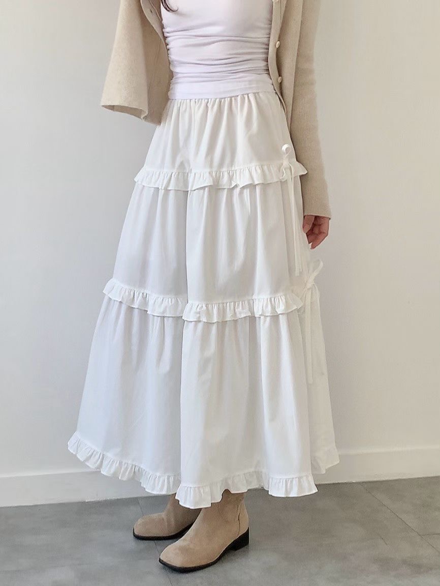 BRAND MARKET-브랜드마켓-T東大門實拍女士新款休閑長裙荷葉邊BRAND MARKET-2件起長裙圖色1