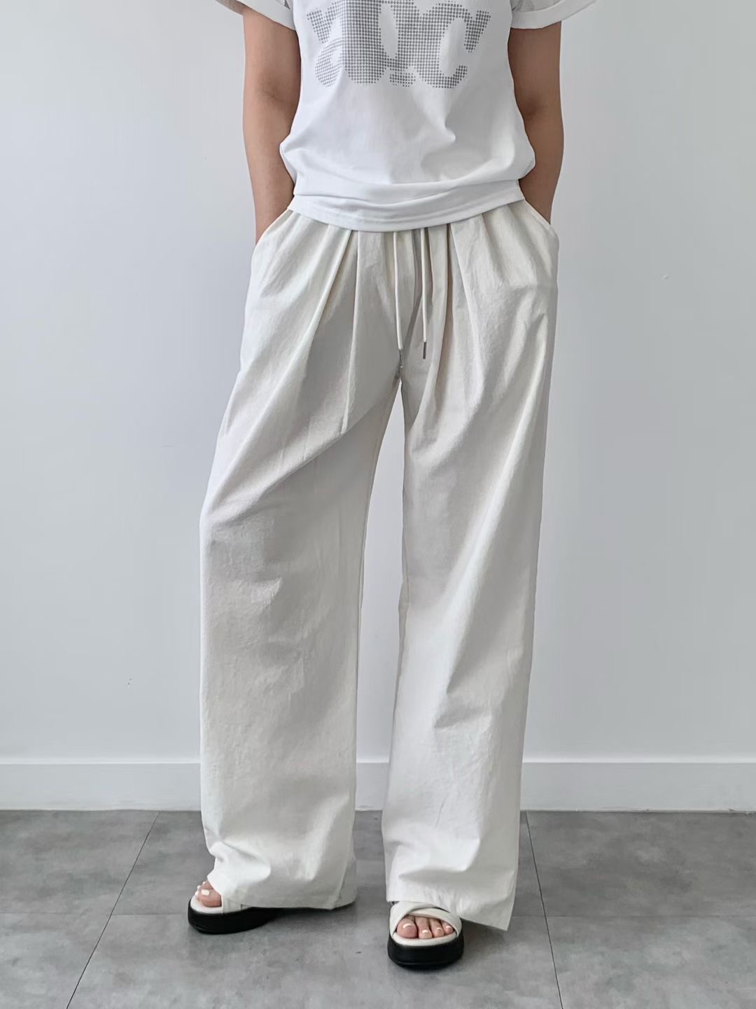 BRAND MARKET-브랜드마켓-T東大門直郵女士新品職業休閑褲闊腿褲棉質BRAND MARKET-2件起休閑褲圖色1