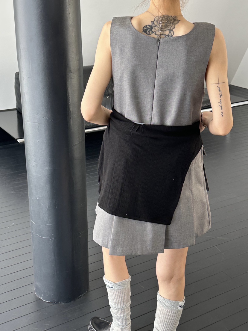 ZEROZERO東大門代購女裝新款休閑熱賣推薦連衣裙口袋褶裥ZEROZERO連衣裙