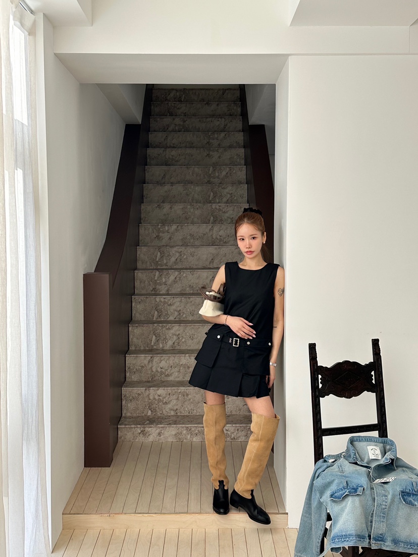 ZEROZERO東大門代購女裝新款休閑熱賣推薦連衣裙口袋褶裥ZEROZERO連衣裙