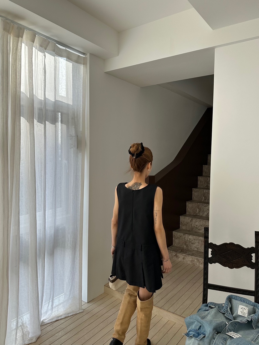 ZEROZERO東大門代購女裝新款休閑熱賣推薦連衣裙口袋褶裥ZEROZERO連衣裙