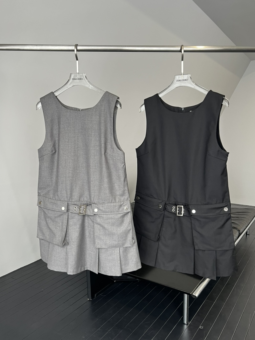 ZEROZERO東大門代購女裝新款休閑熱賣推薦連衣裙口袋褶裥ZEROZERO連衣裙