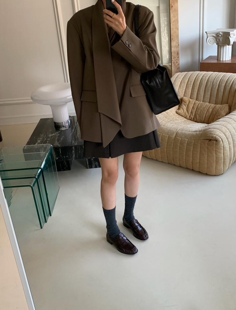 A Flan韓國直郵女裝新款推薦26春夏熱賣休閑職業夾克圍巾AFN/FLAN EDITION夾克