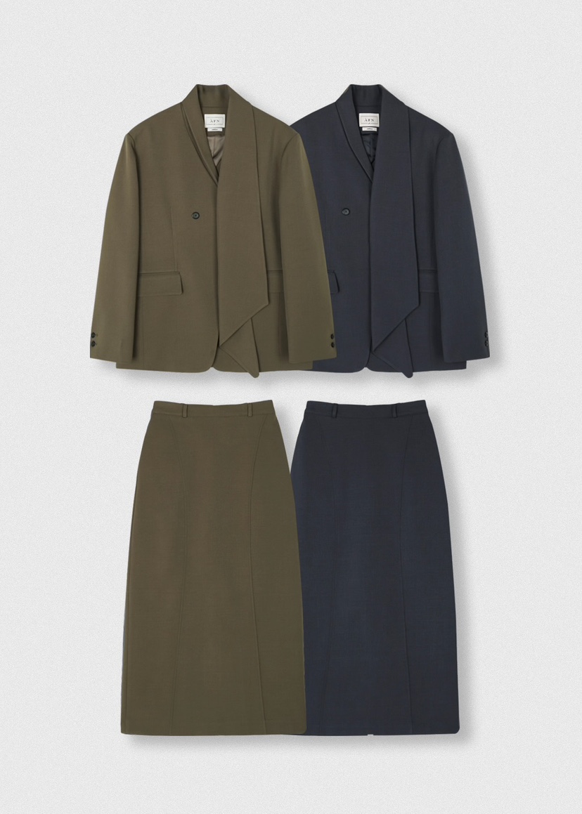 A Flan韓國直郵女裝新款推薦26春夏熱賣休閑職業夾克圍巾AFN/FLAN EDITION夾克