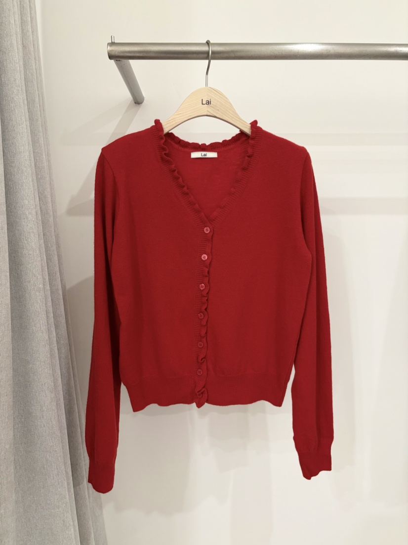 LAI韓國直郵女士新款職業真品推薦26春夏針織衫荷葉邊開衫Lai針織衫圖色1