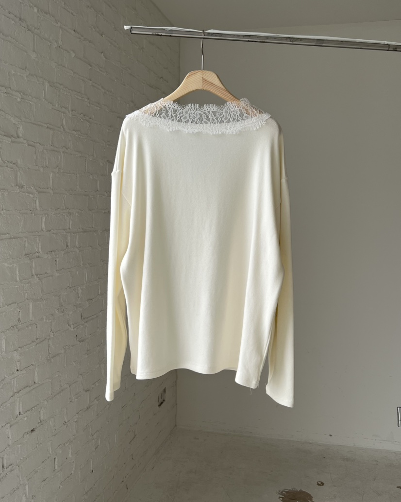 VERNI東大門直郵女士新款人氣真品26春夏熱賣長袖T恤V領蕾絲VERNI長袖T恤