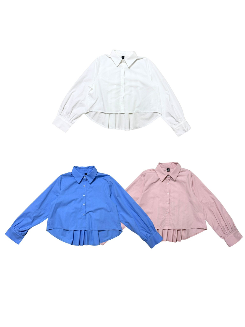 RED-J-레드.J-T東大門實拍女士新品人氣襯衫蕾絲衫短款褶裥RED-J襯衫/蕾絲衫