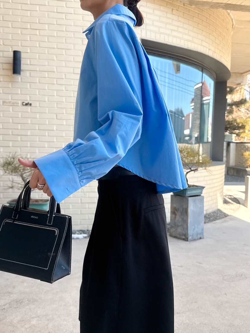 RED-J-레드.J-T東大門實拍女士新品人氣襯衫蕾絲衫短款褶裥RED-J襯衫/蕾絲衫