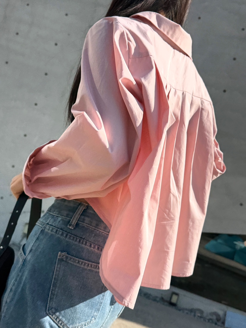 RED-J-레드.J-T東大門實拍女士新品人氣襯衫蕾絲衫短款褶裥RED-J襯衫/蕾絲衫