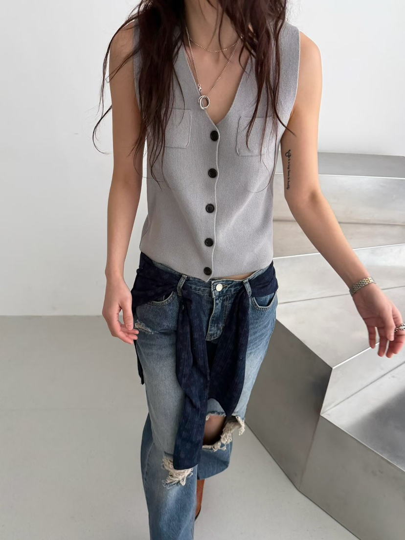 MINIMUZE東大門直郵女裝新品人氣休閑推薦真品馬甲兩個口袋MINIMUZE馬甲