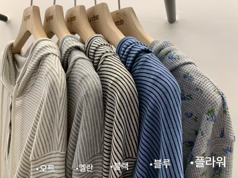 LA CREME韓國直郵女裝新品職業推薦熱賣長袖T恤連帽衫柔軟LA CREME長袖T恤