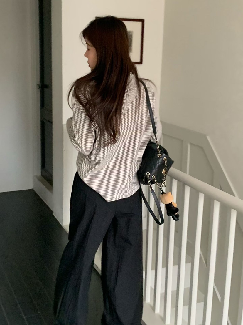 LA CREME韓國直郵女裝新品職業推薦熱賣長袖T恤連帽衫柔軟LA CREME長袖T恤