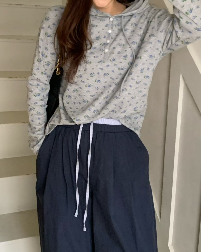 LA CREME韓國直郵女裝新品職業推薦熱賣長袖T恤連帽衫柔軟LA CREME長袖T恤