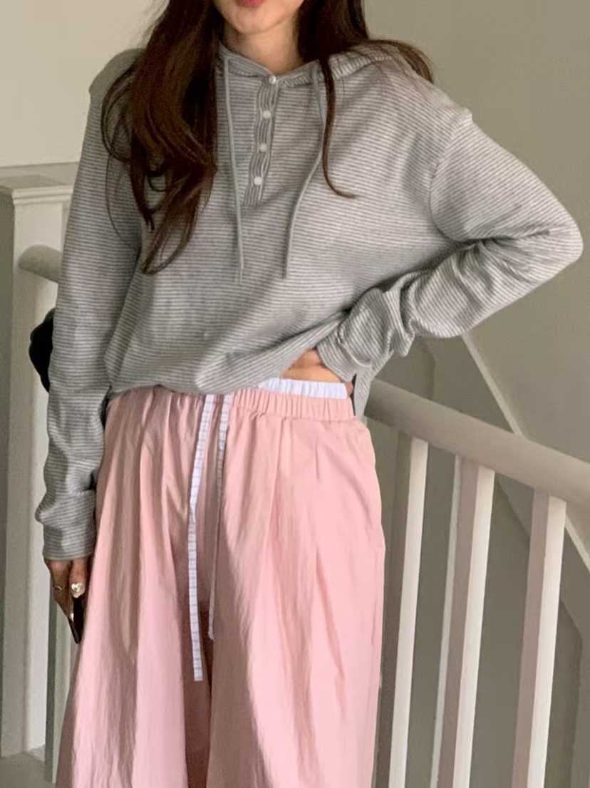 LA CREME韓國直郵女裝新品職業推薦熱賣長袖T恤連帽衫柔軟LA CREME長袖T恤