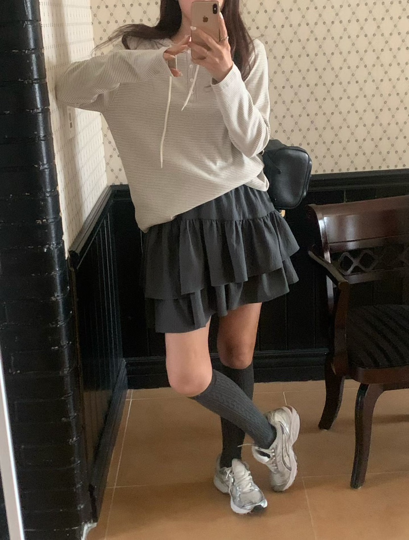 LA CREME韓國直郵女裝新品職業推薦熱賣長袖T恤連帽衫柔軟LA CREME長袖T恤