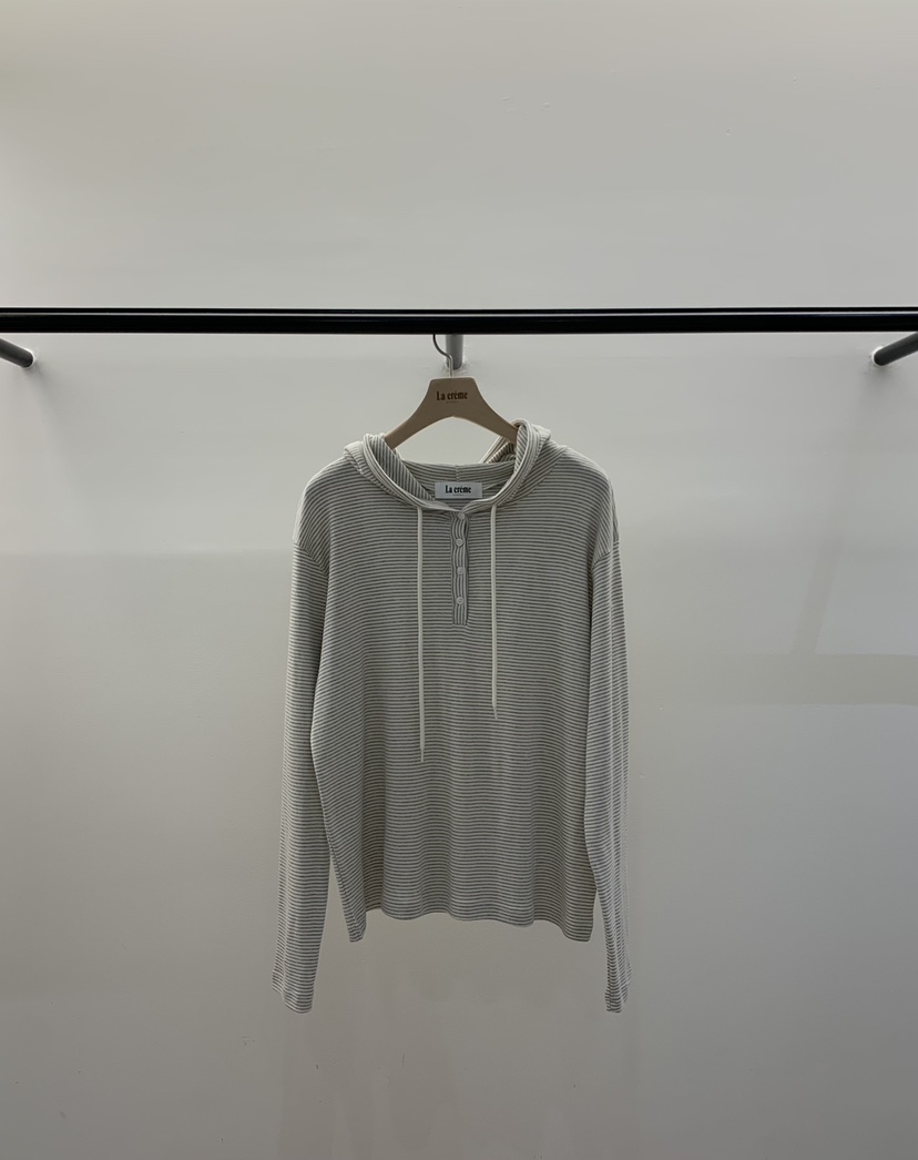 LA CREME韓國直郵女裝新品職業推薦熱賣長袖T恤連帽衫柔軟LA CREME長袖T恤圖色2
