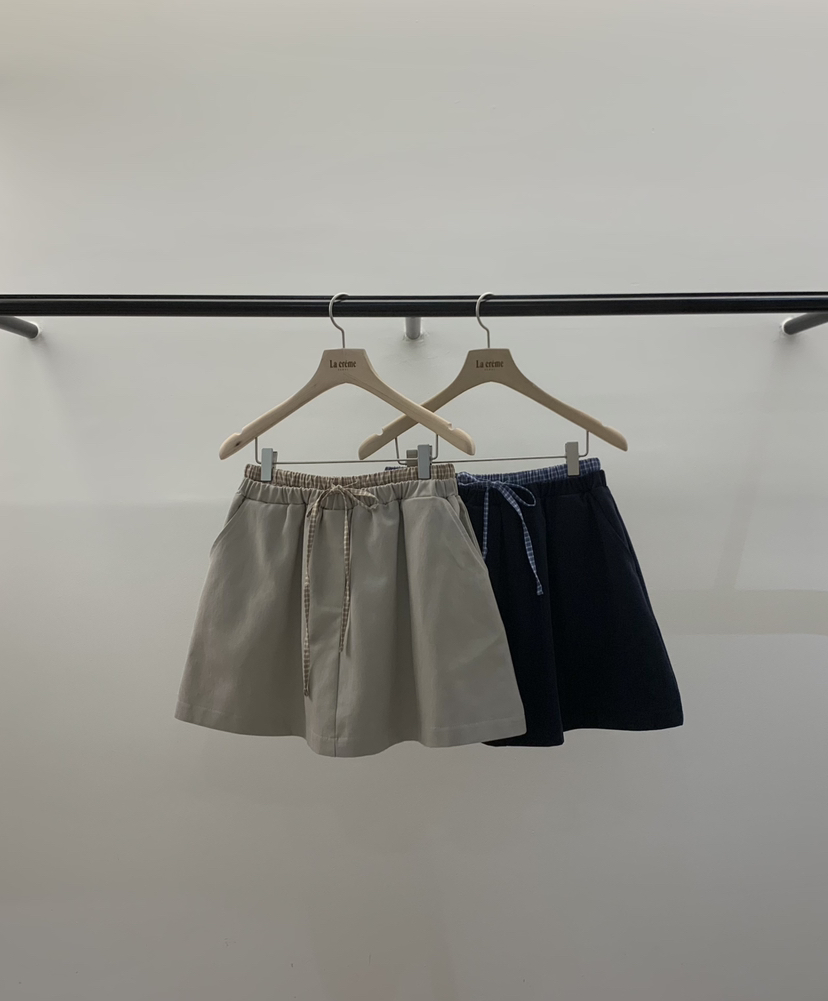 LA CREME韓國直郵女士新款真品職業26春夏推薦休閑短裙格子LA CREME短裙