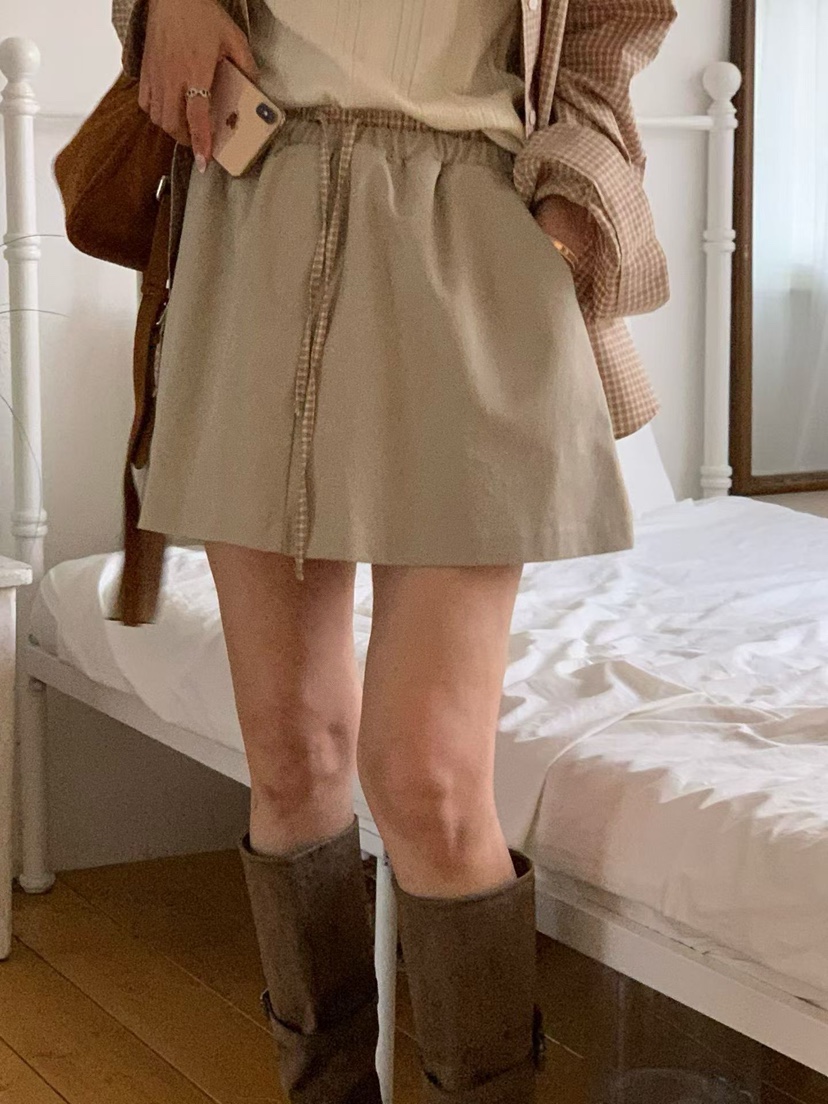 LA CREME韓國直郵女士新款真品職業26春夏推薦休閑短裙格子LA CREME短裙