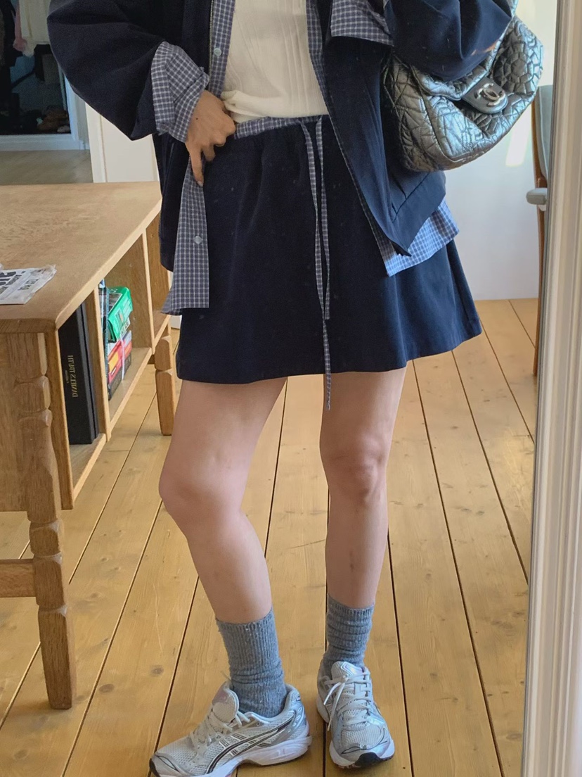 LA CREME韓國直郵女士新款真品職業26春夏推薦休閑短裙格子LA CREME短裙