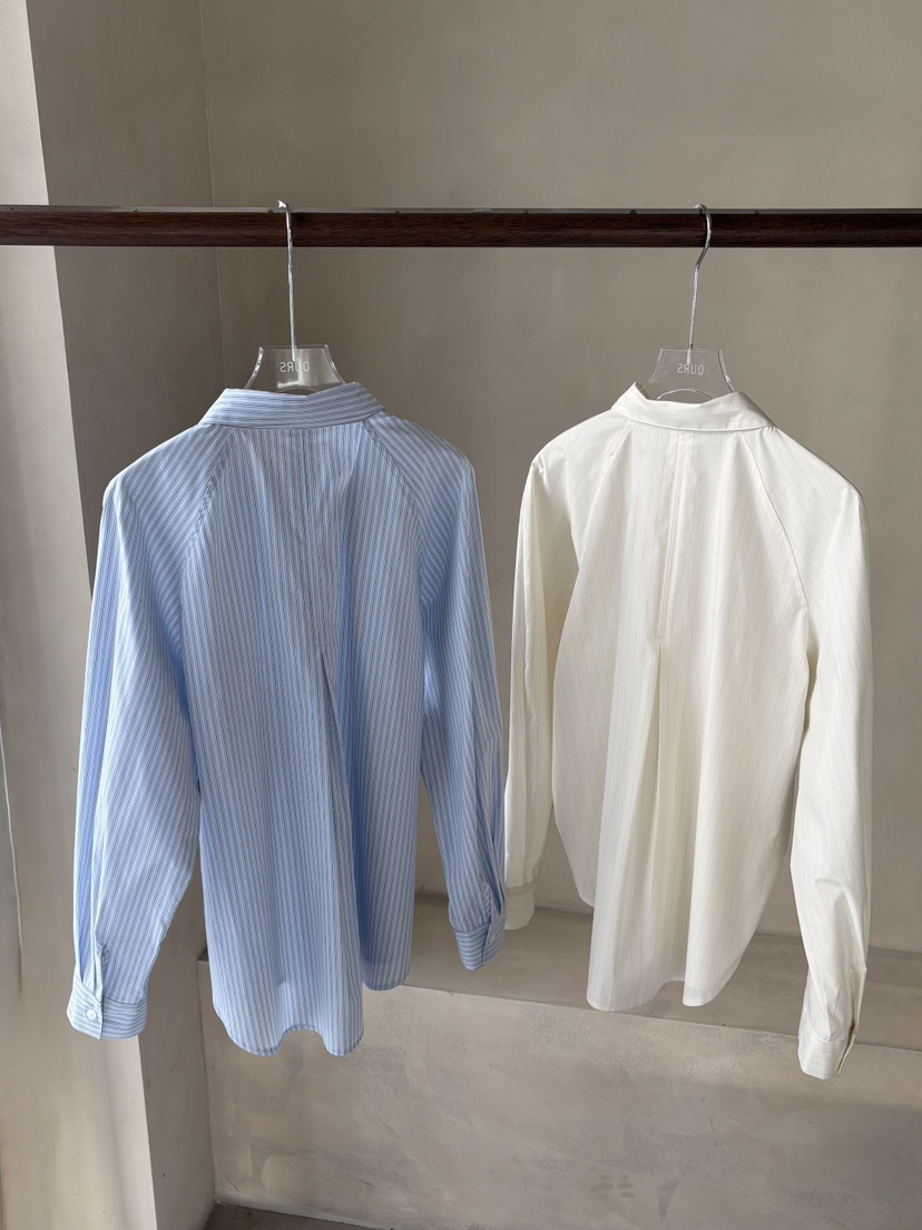 OURS韓國代購女士新款真品時尚熱賣休閑襯衫蕾絲衫褶皺條紋OURS襯衫/蕾絲衫