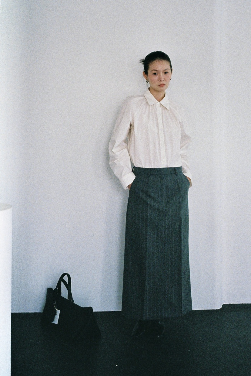 OURS韓國代購女士新款真品時尚熱賣休閑襯衫蕾絲衫褶皺條紋OURS襯衫/蕾絲衫