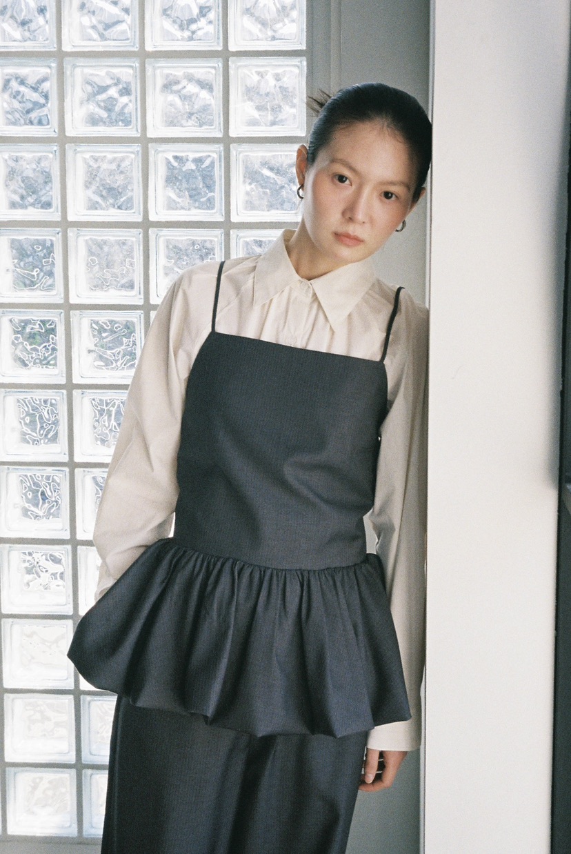 OURS韓國代購女士新款真品時尚熱賣休閑襯衫蕾絲衫褶皺條紋OURS襯衫/蕾絲衫