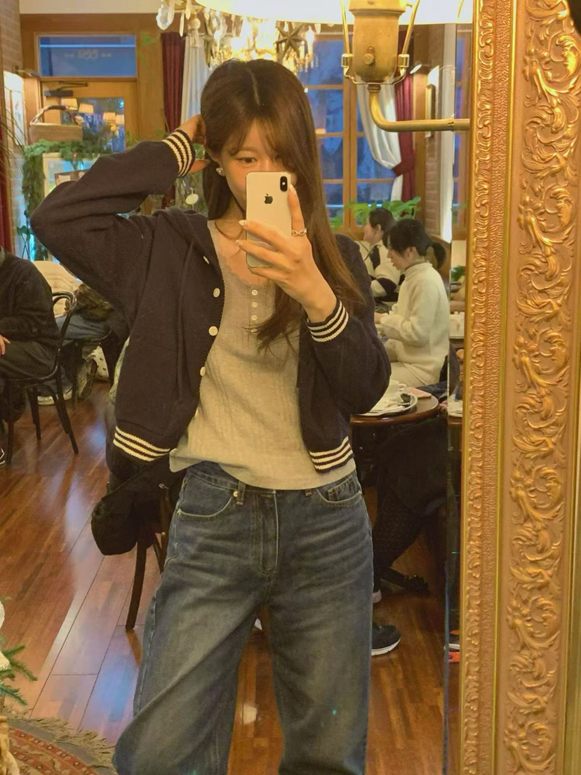 LA CREME東大門實拍女裝新品人氣時尚熱賣針織衫連帽衫棉質LA CREME針織衫