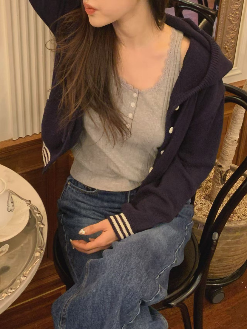 LA CREME東大門實拍女裝新品人氣時尚熱賣針織衫連帽衫棉質LA CREME針織衫