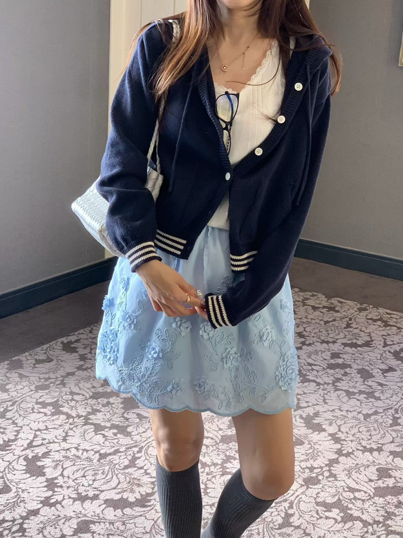 LA CREME東大門實拍女裝新品人氣時尚熱賣針織衫連帽衫棉質LA CREME針織衫