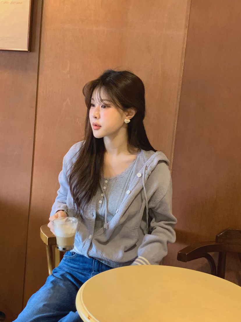 LA CREME東大門實拍女裝新品人氣時尚熱賣針織衫連帽衫棉質LA CREME針織衫