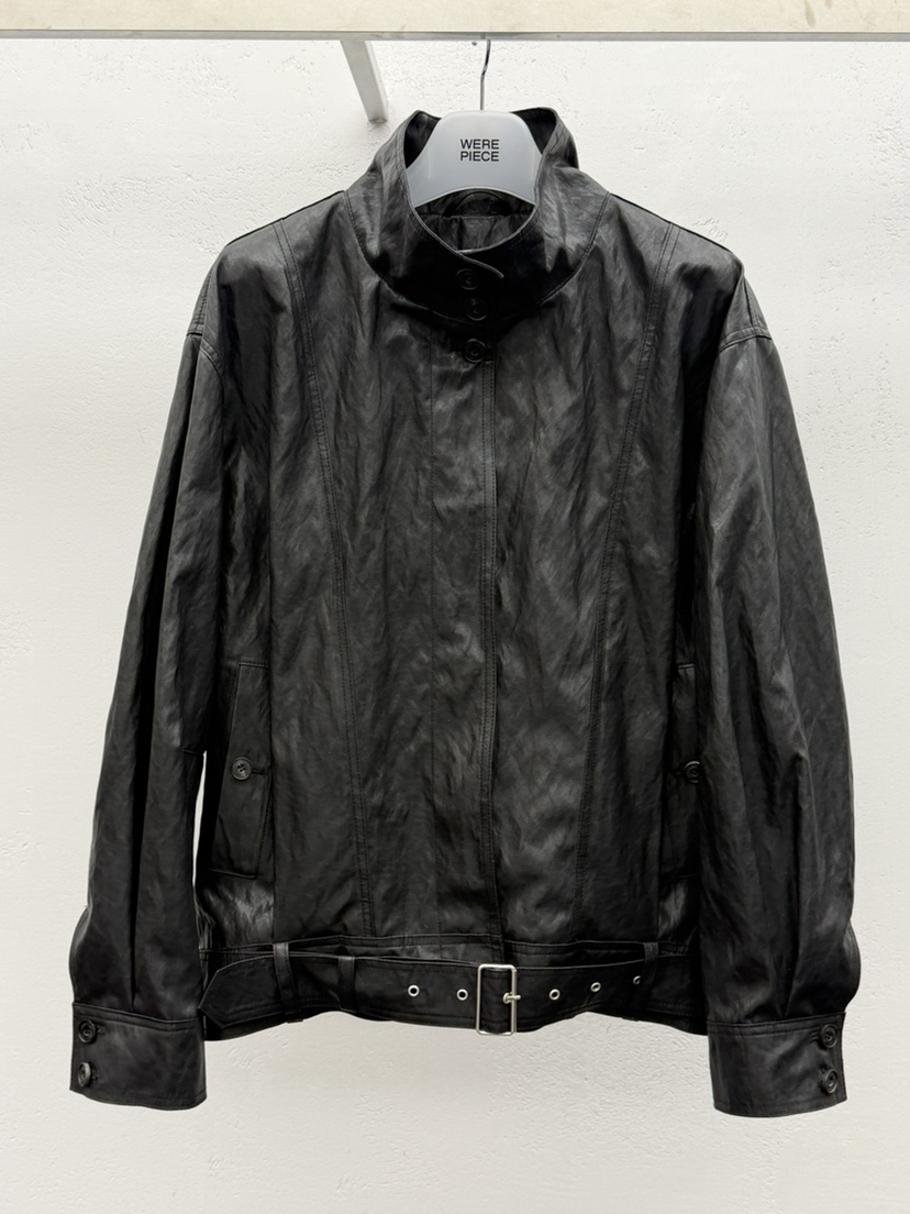 KARE/WEREPIECE東大門實拍女士新款時尚皮衣含腰帶皮革系帶KARE/WEREPIECE皮衣圖色1